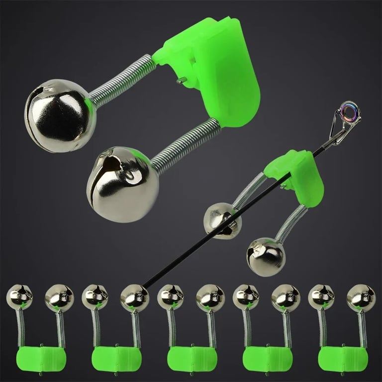Set of 5 Durable ABS Fishing Bite Alarms with Metal Rod Clamp Tip Clip Bells - Easy to Install and Use for Enhanced Fishing Experience - Ideal for Night Fishing and Various Weather Conditions