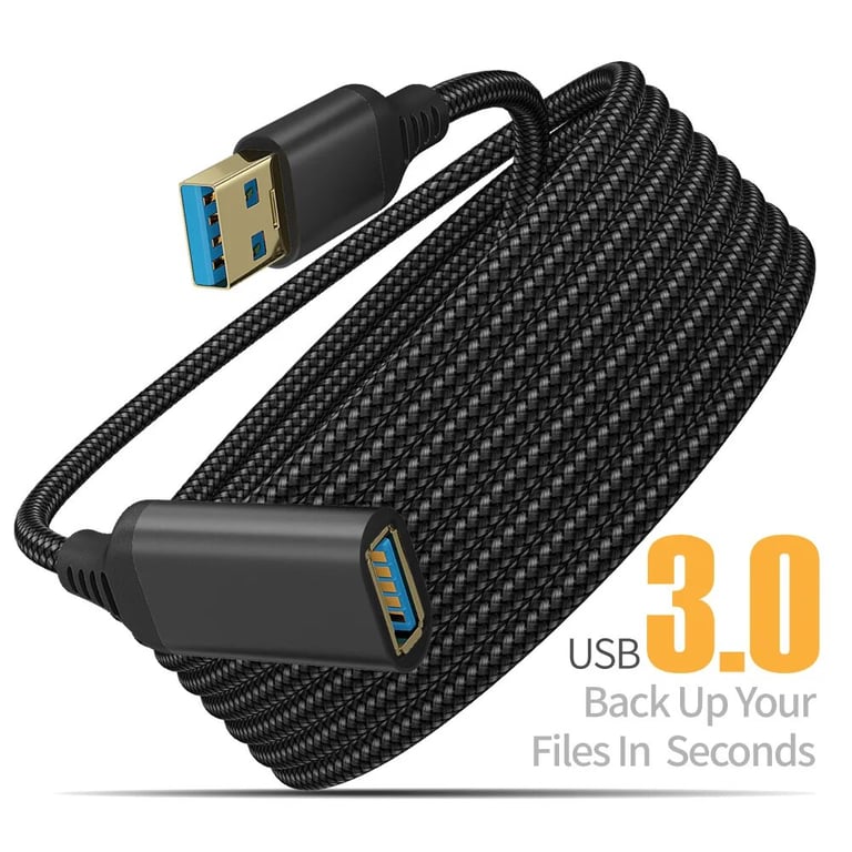 UTHAI USB 3.0 Nylon Braided Male to Female Extension Cable - High-Speed Data Transfer, Plug-and-Play Compatibility, Flexible and Durable Design for Laptops, Cameras, Printers, and More