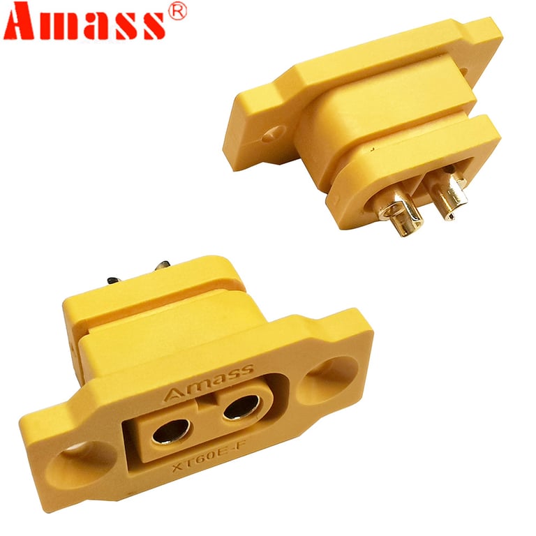 High-Quality Amass XT60E-F Female Plug for RC Models - Large Current Gold/Brass Ni Plated Connector for Efficient Power Transfer and Secure Connection - Easy to Install - Versatile for Drones, Cars, Boats, and Planes - Optimizes Performance and Enhances Experience