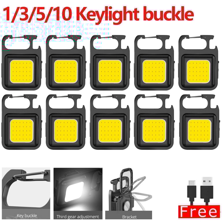 Super Bright Mini COB Keychain Light with 4 Lighting Modes, Integrated Magnet, and USB Rechargeable Feature - Compact Portable Flashlight for Camping, Hiking, Emergency - Hands-Free Magnet Attachment for Work - COB LED Technology for Bright Light Output