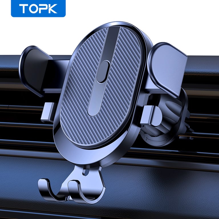 TOPK 2023 Upgrade Car Phone Holder with Secure Auto-Locking Mechanism, Universal Compatibility, Air Vent Mount, Durable Construction, and Adjustable Viewing Angle for iPhones and Samsung Devices - Convenient and Reliable Phone Mount for Safe Driving