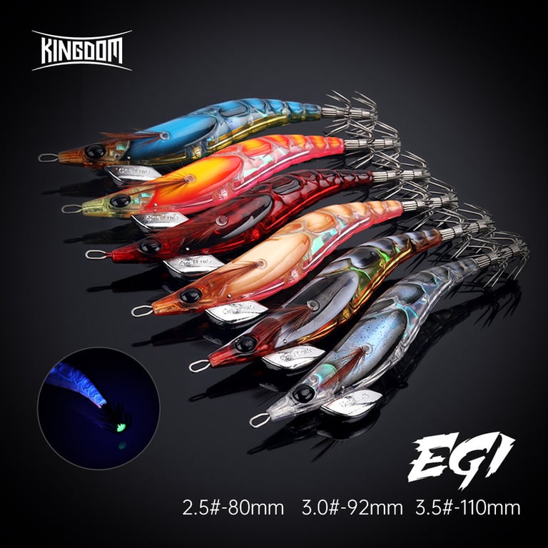Kingdom Egi Squid Bait Artificial Jigging Lures - Realistic Design, Slow Sinking Action, Luminous Finish, Durable Construction - Ideal for Octopus and Cuttlefish Fishing, High-Quality Materials for Long-Lasting Performance and Reliability