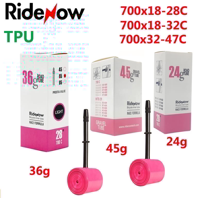 RideNow TPU Bike Inner Tube for Smooth Rides and Longevity | Durable TPU Material, Multiple Size Options, Easy Installation | Schrader Valve, Puncture Resistance | 700C to 29x1.9 Sizes, Road and Mountain Bikes Compatible | Enhance Performance and Comfort