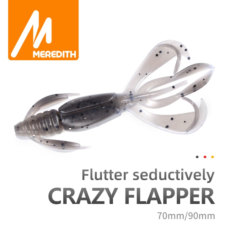 MEREDITH Crazy Flapper Fishing Lures 10pcs Pack - Lifelike Shrimp Shape, Vibrant Colors, Durable Silicone Material, Versatile 70mm Length, Effective Sharp Hooks - Ideal for Bass, Jigging, Drop Shotting, Texas Rigging - Freshwater and Saltwater Use - Must-Have Value Pack for Anglers