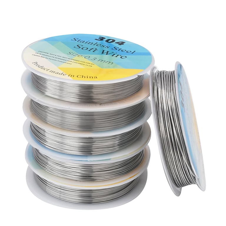 304 Stainless Steel Wire Set - Premium Quality Jewelry Making Kit with 20, 22, 24, and 28 Gauge Wires - Rust and Corrosion Resistant Metal for Bailing, Sculpting, and Wire Wrapping - Flexible and Easy to Shape - Multi-Purpose Craft Supplies in Convenient Spools