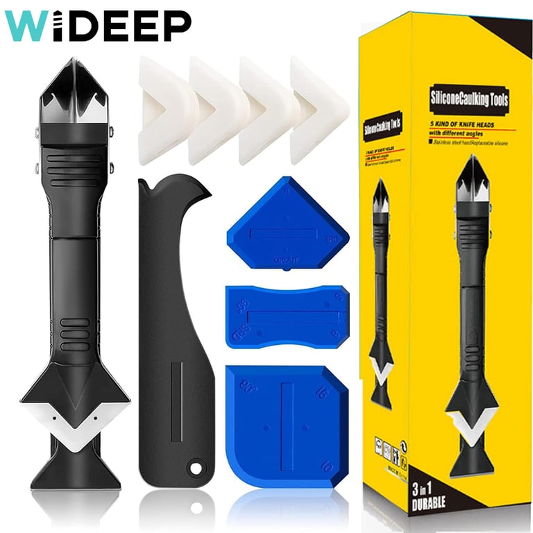 Premium 9pcs Silicone Remover Sealant Smooth Scraper Caulk Finisher Grout Kit Tools Set for Professional Mould Removal and Grout Finishing - Durable, Flexible, and Ergonomic Design for DIY Enthusiasts and Professionals