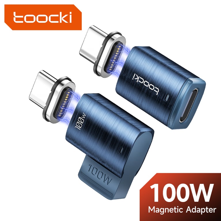 Toocki 100W Magnetic USB C Adapter with LED Display and OTG Connector - Fast Charging for Xiaomi, Huawei, Oneplus, LG - Secure Magnetic Design - Compatible with Smartphones, Tablets, Laptops - Monitor Charging Status Easily - Versatile and Reliable On-The-Go Connectivity