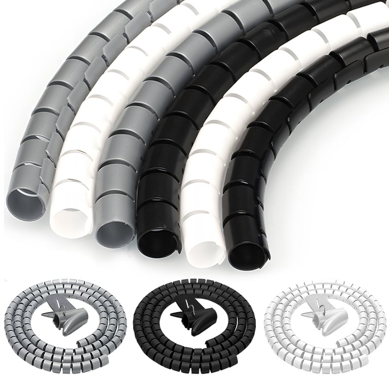 Durable Black Cable Wire Protector Sleeve - Flexible Cord Management Tube for Office and Home - Easy Installation Cable Organizer for Neat and Tangle-Free Cables - Long-Lasting Coiled Design for Protection and Lifespan Extension - Versatile Use in Various Settings with Professional Appearance