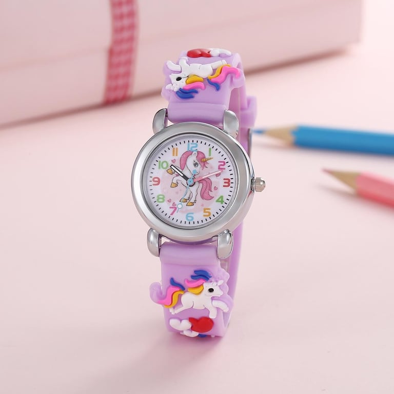Colorful Cartoon Unicorn Design Quartz Movement Watch with Electronic Functionality and Adjustable Strap - Fun and Vibrant Timepiece for Students and Children