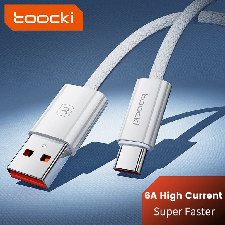 Toocki 6A USB Type C Cable 66W Fast Charging for Huawei P40 P30 iPhone 15 Pro Max Xiaomi Samsung S24 - Durable Universal High-Speed Data Transfer Cord for Smartphones Tablets Laptops - Convenient Length for Home Office Travel Use