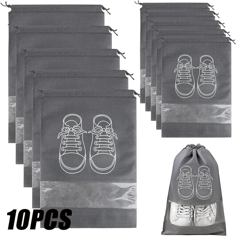 Set of 5/10 Durable Non-Woven Shoe Storage Organizer Bags with Secure Zipper Closure - Portable, Lightweight, Multi-Purpose Packing Pouches for Travel and Home Use - Protect Shoes from Dust, Dirt, and Moisture - Versatile Storage Solution for Shoes, Socks, Underwear, Accessories