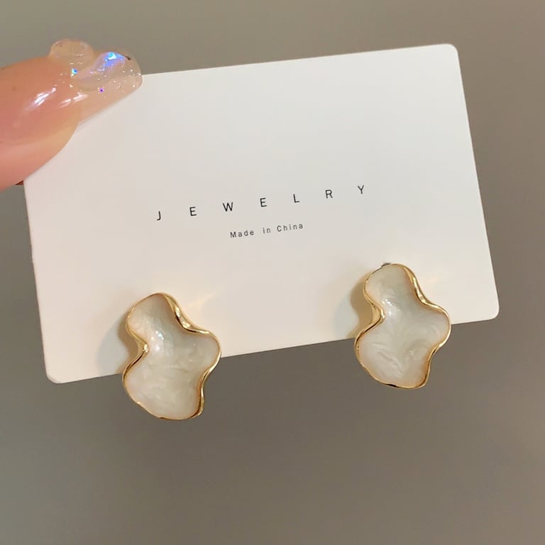 Abstract Alien White Color Cloud Irregular Stud Earring for Women - Elegant Hypoallergenic Ear Jewelry in Unique Design, Perfect Gift for Christmas and Valentine's Day, High-Quality Materials, Enhances Style and Temperament