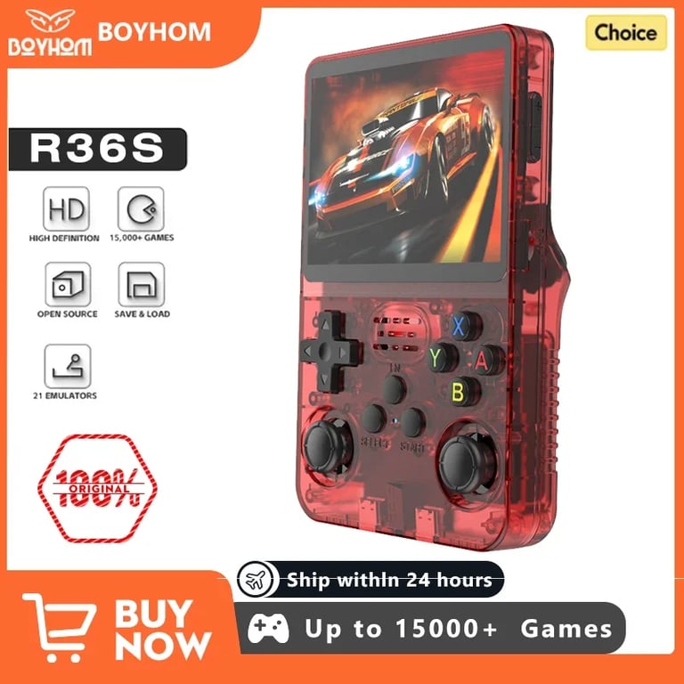 BOYHOM NEW R36S Retro Video Game Console - Portable Linux Gaming Device with 3.5-Inch IPS Screen, 64GB/128GB Storage, Perfect Kids Gift - Durable Construction for Endless Fun and Nostalgia