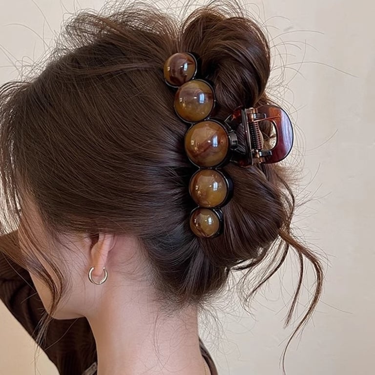 Retro Gradient Beaded Hair Claw with Geometric Shark Clip - Stylish, Durable, and Versatile Hairpin for Women - 11cm Lightweight Design for All Hair Types - Perfect Accessory to Elevate Any Hairstyle and Complete Your Look