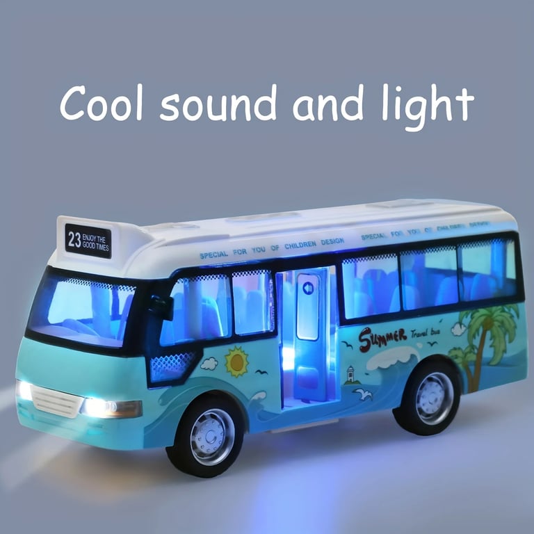 Kids Sound Light Tour School Bus Model - Friction Powered Die-Cast Metal Toy Bus with Realistic Design, Interactive Features, and Durable Construction - Perfect Gift for Boys and Girls, Promotes Motor Skills and Sparks Imagination
