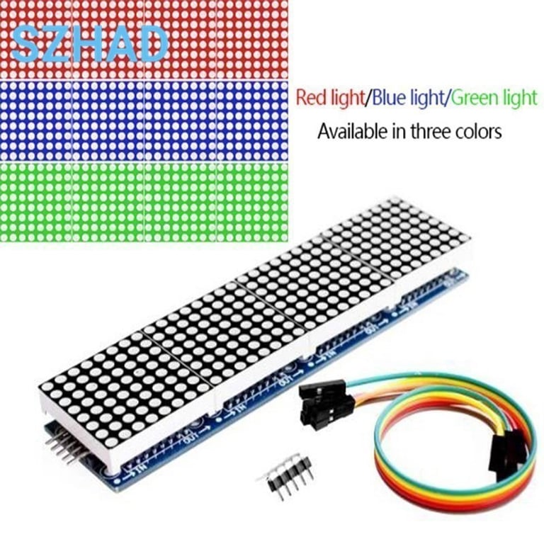 MAX7219 Dot Matrix Module for Arduino Microcontrollers - 4-in-1 Display with 5P Line for Customizable Visual Output, Efficient Performance, Easy Integration, Ideal for IoT Projects, Digital Signage, and Educational Demonstrations