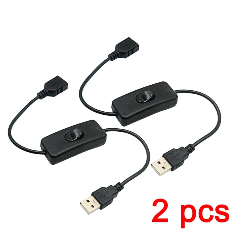 Durable USB Cable Extension with ON/OFF Switch - 2 PCS Flexible Power Cord for Lamp, Fan, Headset - Long-lasting and Reliable Adapter for LED Lights - Easy to Use USB Toggle Extension for Convenient Power Control