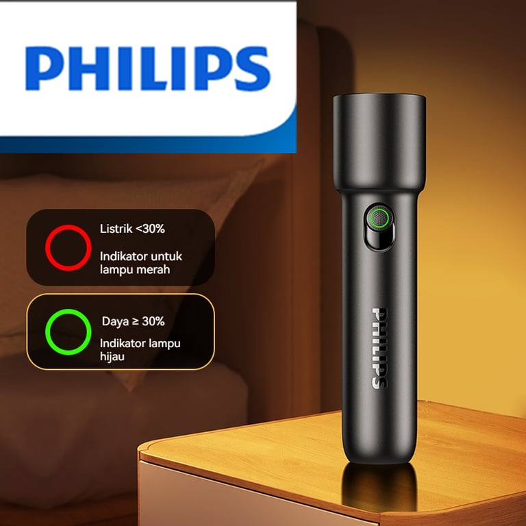 Philips 2024 New EDC Portable Flashlight with High-Powered LED Technology, Rechargeable Battery, Durable Design, Multiple Lighting Modes, and Easy Operation for Camping, Hiking, and Self-Defense