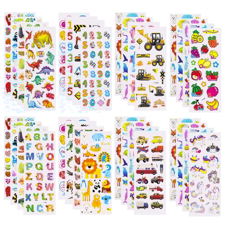 Vibrant Cartoon Puffy Stickers for Kids - 5 Sheets of Colorful and Fun Designs, Ideal for Scrapbooking Projects, Perfect Gift for Boys and Girls, High-Quality and Durable Materials, Adds Dimension and Whimsy to Creations, Mix and Match for Unique Creations