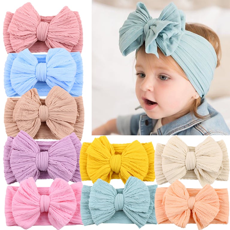 Soft Nylon Bow Baby Headband - Comfortable Elastic Turban Hair Accessory for Newborn Boys and Girls - Adorable Design - Easy to Wear - Perfect for Birthdays, Parties, and Everyday Wear - Gentle on Delicate Skin - Snug Fit for Various Head Sizes - High-Quality Material