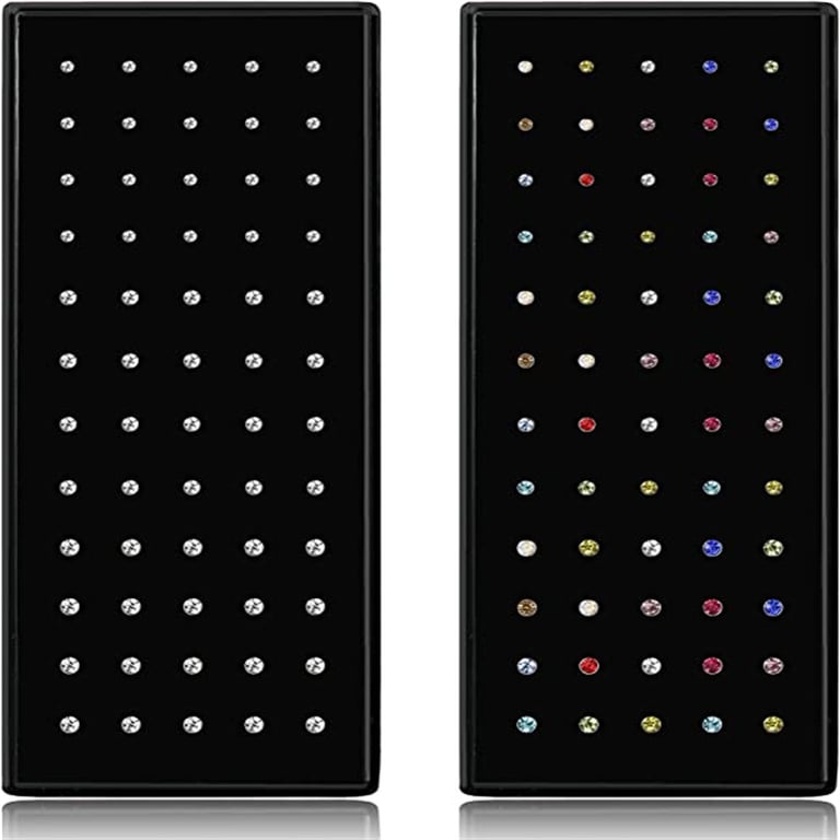 Set of 60 Stainless Steel Rhinestone Crystal L Shape Nose Piercing Ear Bone Jewelry Pack - Hypoallergenic, Durable, and Stylish Body Jewelry Accessories for Versatile and Fashionable Look