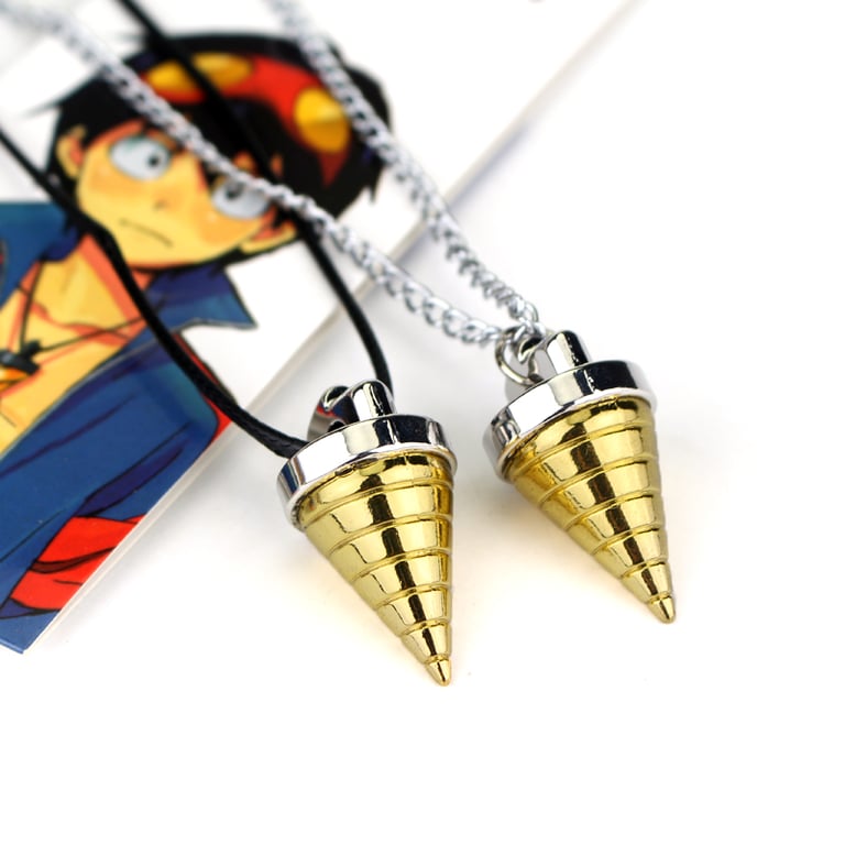 Premium Anime Tengen Toppa Gurren-Lagann Simon Ganman Spiral Pendant Necklace - Adjustable Chain, High-Quality Materials, Iconic Logo Design, Versatile Accessory, Great Gift Idea for Fans