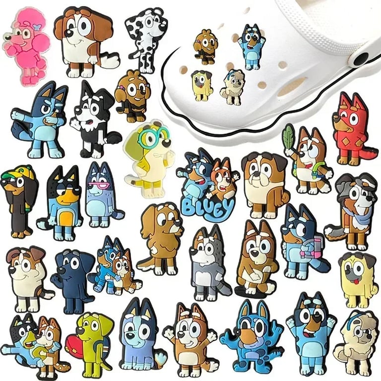 30-Piece Cute Cartoon Blue Hole Shoe Buckles Set for DIY Garden Decor - Adorable Embellishments for Blue Hole Shoes, Easy to Attach and Durable for Outdoor Wear, Fun and Playful Shoe Decorations to Stand Out in the Garden