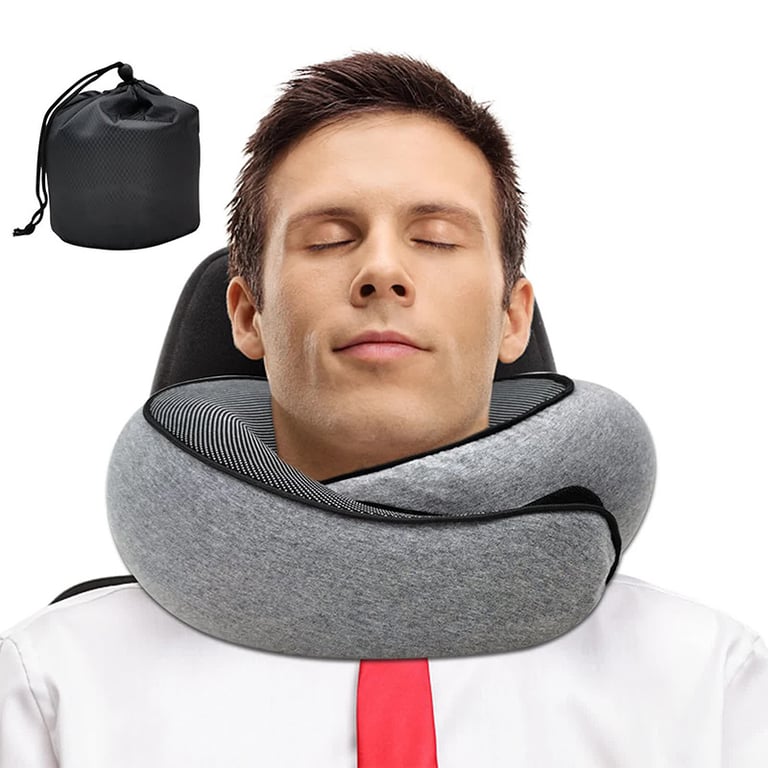 Snail Style Memory Foam Travel Neck Pillow with Adjustable Strap - Ergonomic Design for Optimal Comfort and Support, Soft and Breathable Fabric Cover, Compact and Lightweight for Long Journeys and Breaks