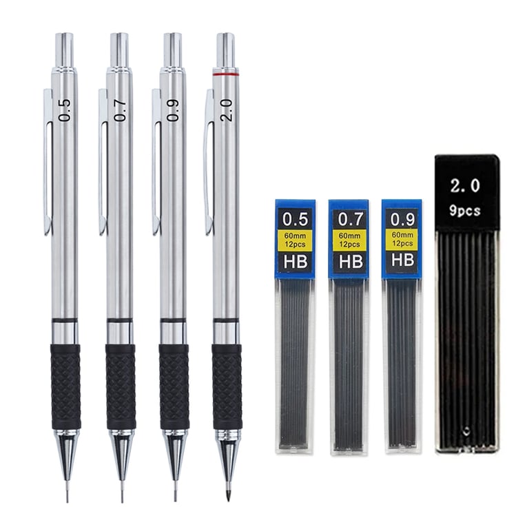 Premium Metal Mechanical Pencil Set with Multiple Lead Sizes and Automatic Pencil Mechanism for Artists, Students, and Professionals - Durable Metal Construction, Comfortable Grip, Versatile Tool for Drawing, Drafting, and Note-Taking