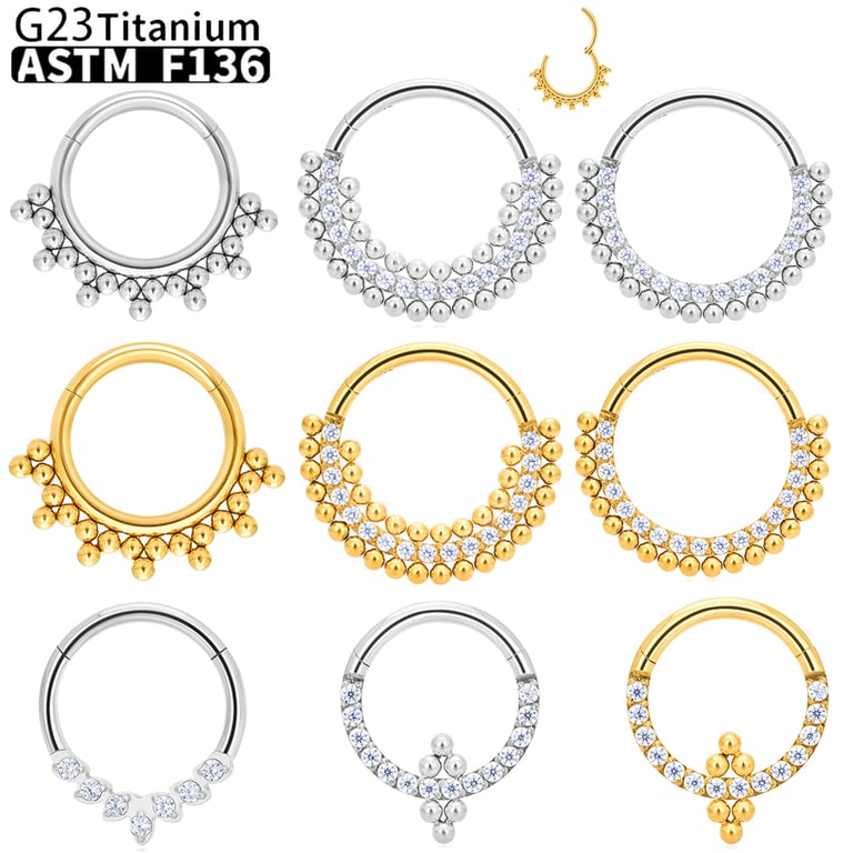 Premium Quality G23 Titanium Piercing Nose Ring Body Jewelry Hoop Earrings - ASTM F136 Titanium, Versatile for Cartilage, Tragus, Diaphragm - Sleek Design, Easy Hinged Closure, Hypoallergenic and Comfortable for Sensitive Skin - Lightweight and Stylish Accessory for Everyday Wear or Special Occasions