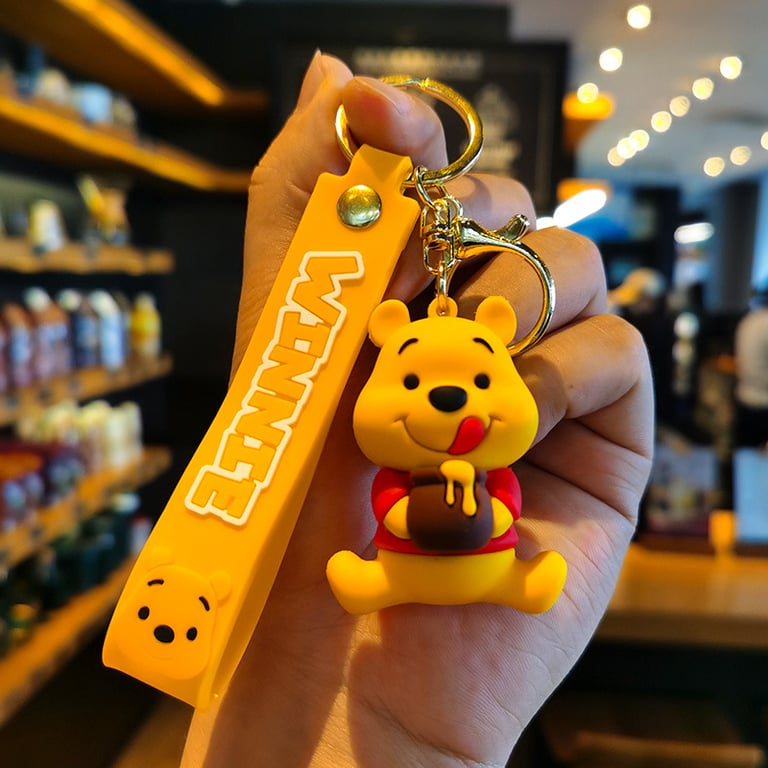 Adorable Winnie the Pooh PVC Keychain Holder - Disney Cartoon Anime Pendant for Bags, Keys, Phones - Durable & High-Quality Material - Perfect Kids Gift - Unique Jewelry Piece for Disney Enthusiasts - Clubhouse Character Design