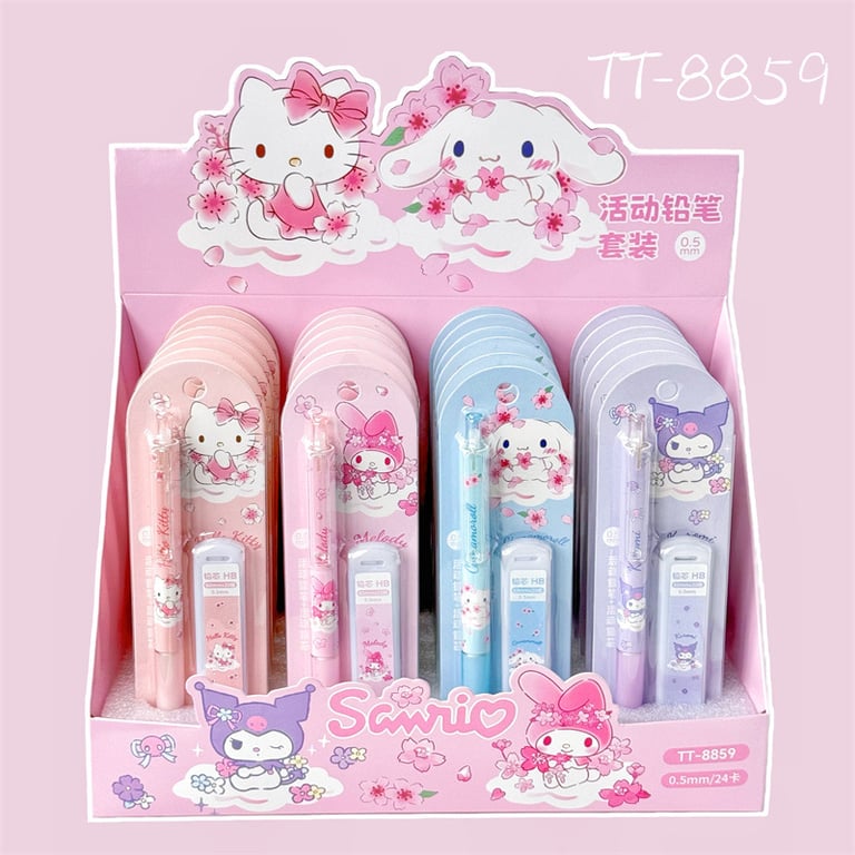 Sanrio Hello Kitty Sakura Series 0.5mm Mechanical Pencil - Premium Cherry Blossom Design for Effortless Writing - Wholesale Options Available in Pack Sizes of 4 to 24 Pieces - Ideal Gift for Fans and Retailers