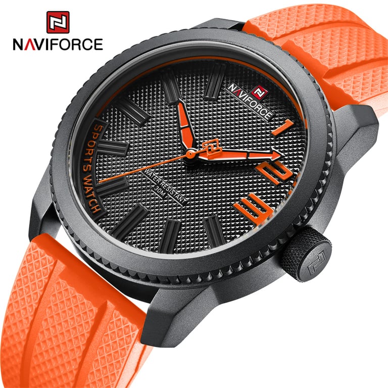 NAVIFORCE Top Luxury Brand Quartz Watch with Silicone Strap - Waterproof Men's Wristwatch for 2022 Fashion Trends - 30ATM Water Resistant Timepiece for Swimming and Outdoor Activities