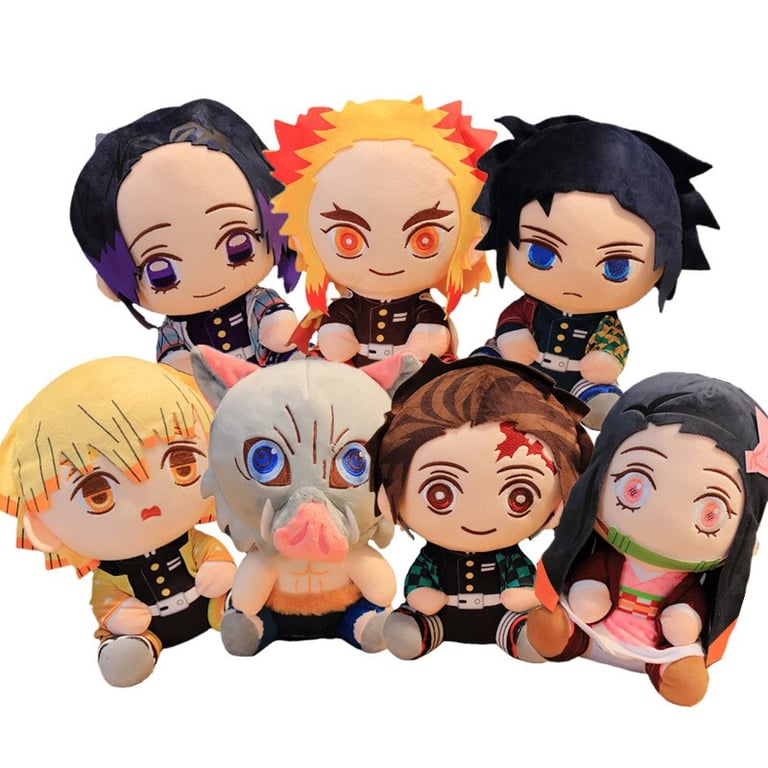 20cm Demon Slayer Plush Dolls Set - Kamado Tanjirou, Nezuko, Zenitsu, Kyoujurou - Soft & Durable Anime Characters - Safe for Kids - Ideal Gift - Versatile Play & Display - Kimetsu No Yaiba Fans - Cute & Huggable Toy - High-Quality Material - Children's Companion & Decor Piece