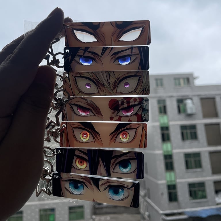 Demon Slayer Rengoku Kyoujurou Acrylic Keychain with Shining Eyes Effect, Double-Sided Pattern, and Rectangular Shape - High-Quality Anime Accessory for Christmas Gift, Durable and Vivid Design, Perfect for Keys and Backpacks