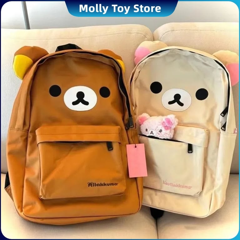 Kawaii Rilakkuma Bear Design Backpack for Anime Lovers - Large Capacity Cute School Travel Bag with Padded Straps and Durable Construction, Stylish and Versatile for Daily Use and Casual Outings