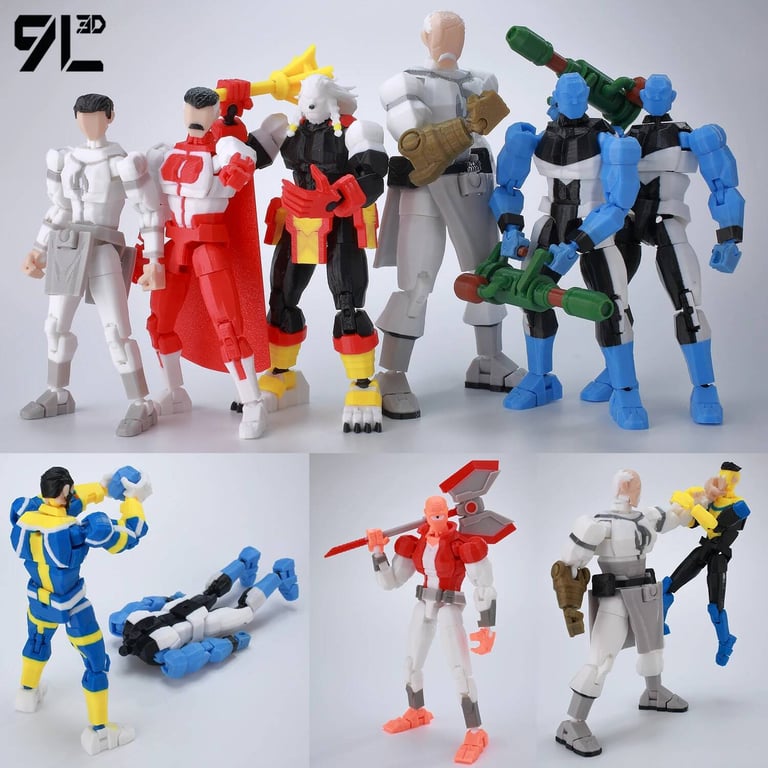 9L3D Printed Invincible Boy Lucky13 Dummy13 Conquer LEX Allen Superheroes Anime Toys Action Figures - Durable & Non-Toxic Mannequin Model Ornaments with Flexible Joints - Perfect Size for Display - Great Gift Idea for Kids and Collectors