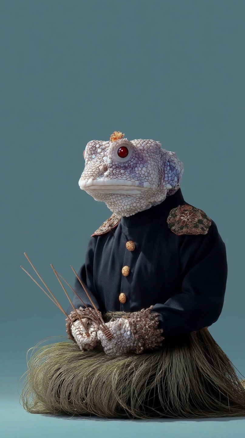 Stately Sentinel：紺の軍服をまとったヒキガエルの貴族（Midjourney、AIKIZIで解析）