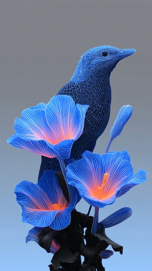 Bioluminescent flower specimen