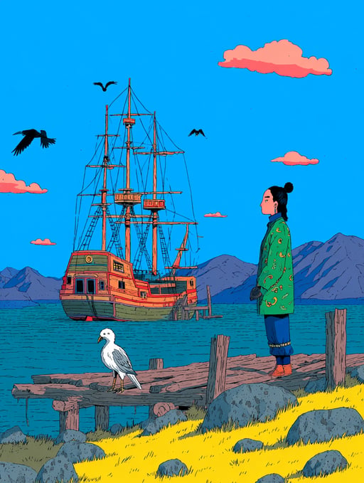Woman in sari — transcultural graphic illustration