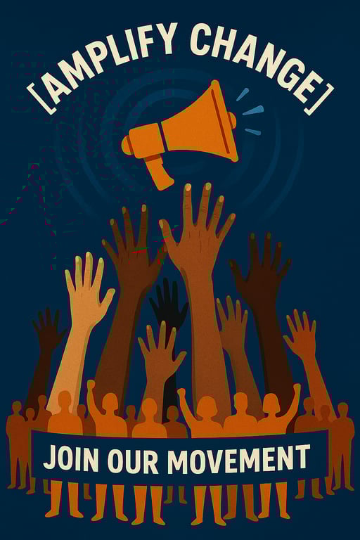 Non-profit advocacy poster with megaphone icon