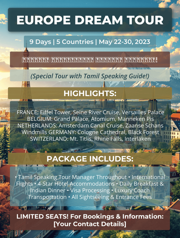 Experience Europe: Dream Tour with Tamil Guidance!