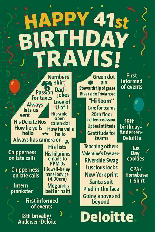 41 Reasons to Celebrate Travis!