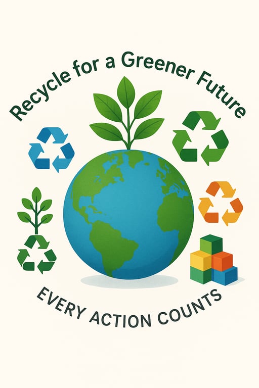 Flat design environmental awareness poster with recycling icons