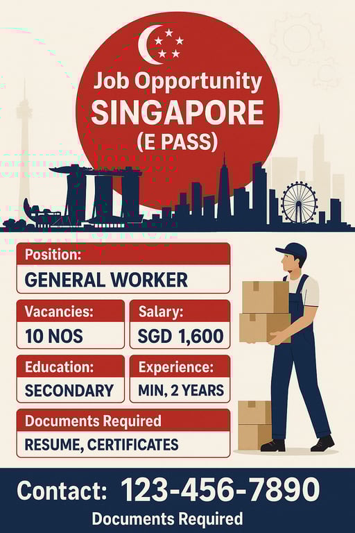 Join Our Team as a General Worker in Singapore!