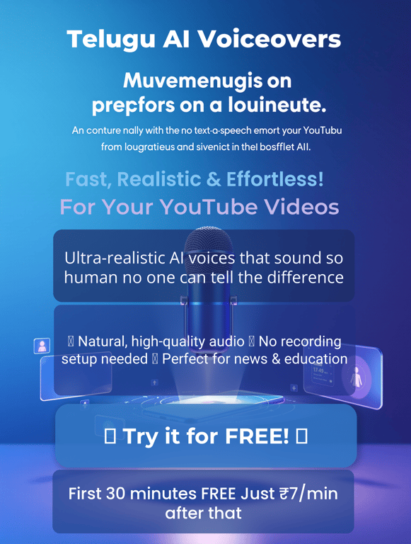Transform Your YouTube with Telugu AI Voiceovers!