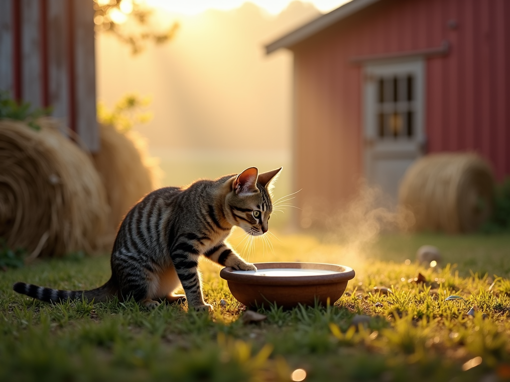 Misty Morning with a Tabby Cat