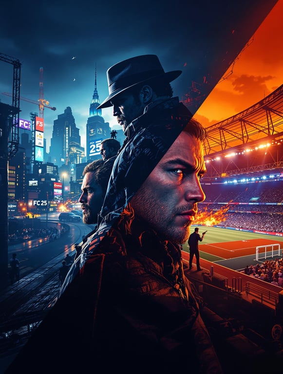 GTA V and FC 25 Dynamic Split-Screen Poster