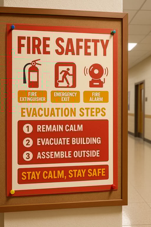 Fire Safety Poster - School Hallway Fire Safety Poster