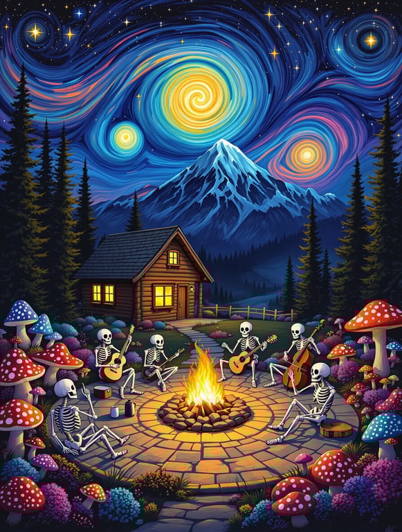 Tranquil Haven: A Cabin Under Cosmic Skies